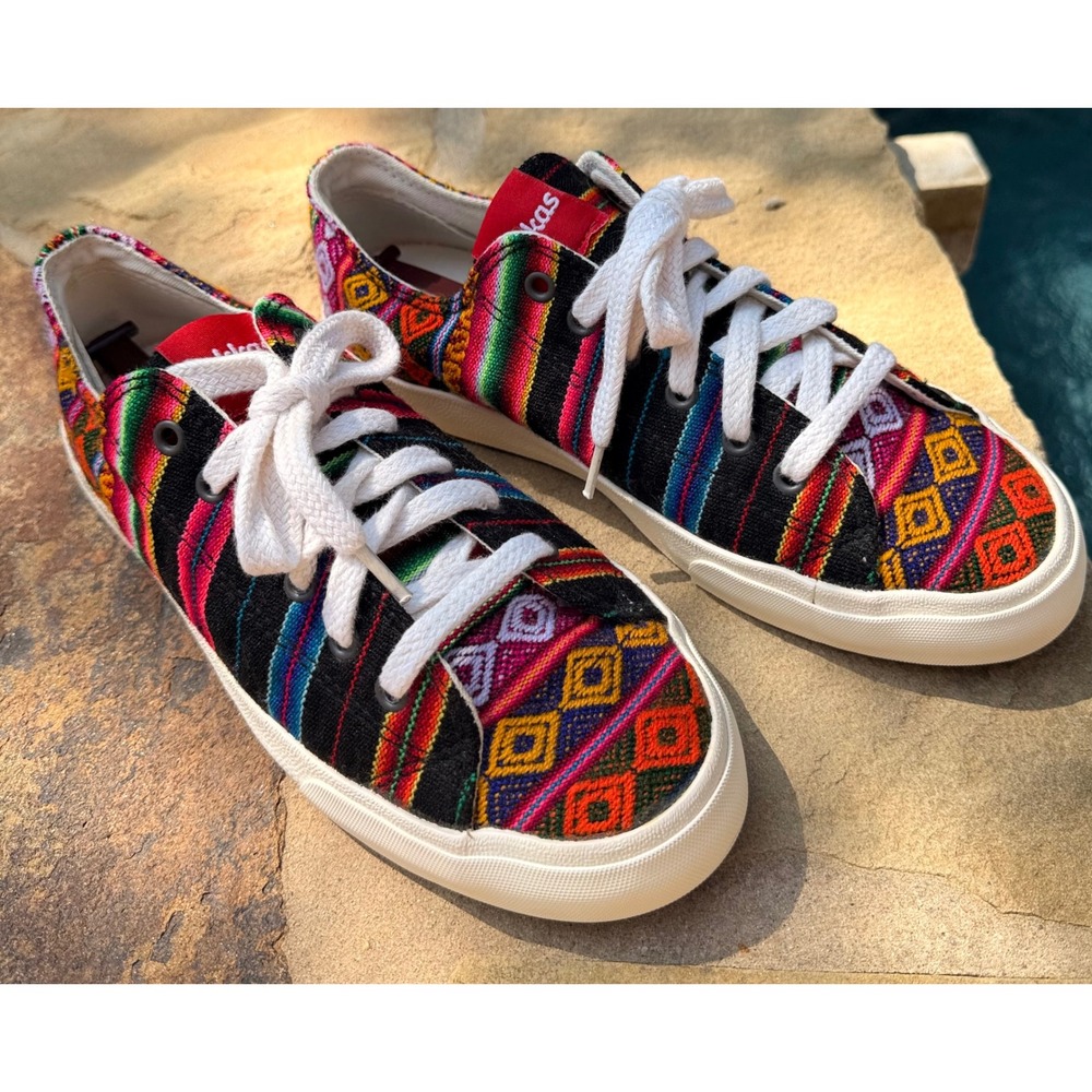 Inkkas Tribal Print Low Top Sneakers Women's 7 Boho Aztec Canvas Shoes